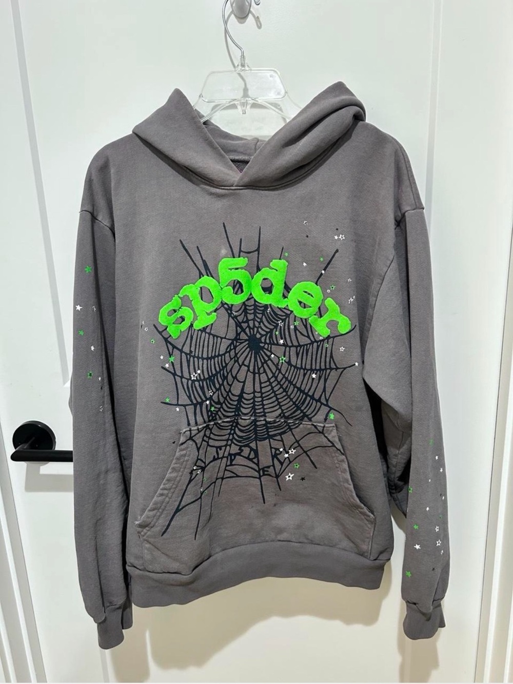 authentic slate grey sp5der hoodie